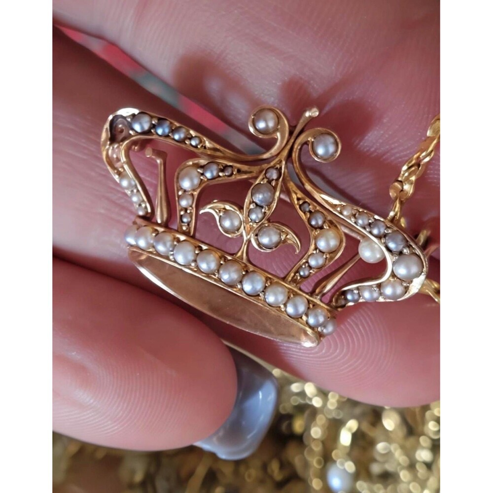 Antique Gold Seed Pearl Brooch | Beautiful Victoria Era